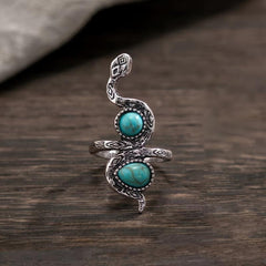 Bohemian Snake Turquoise Ring for Wedding Holiday Jewelry