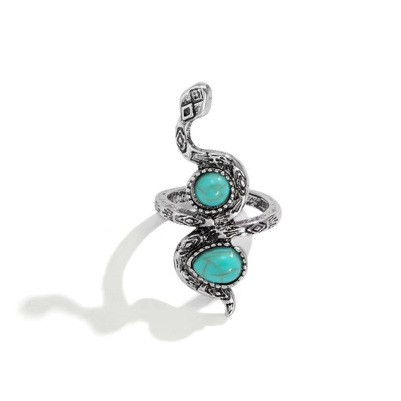 Bohemian Snake Turquoise Ring for Wedding Holiday Jewelry