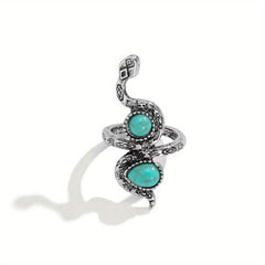 Bohemian Snake Turquoise Ring for Wedding Holiday Jewelry