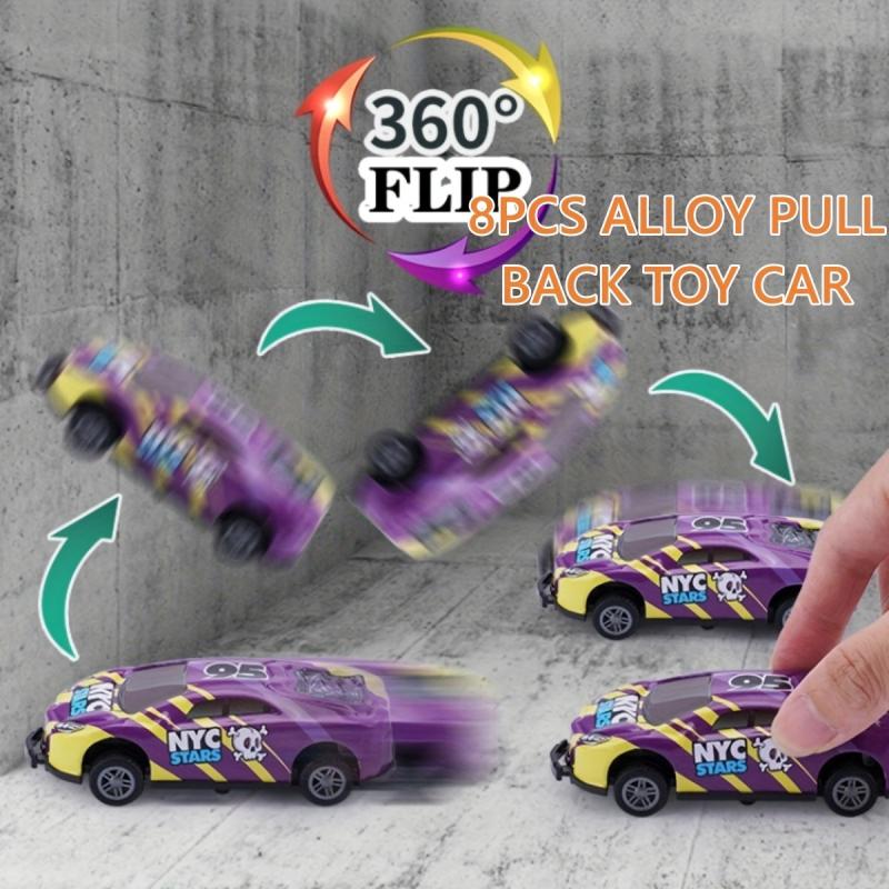 8pcs Iron Alloy Pull Back Car Sets Bouncing Cars 6 86cm