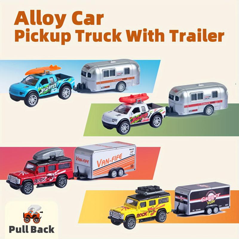 Alloy Car Truck With Trailer Pull Back Car 4 Colors for Kids