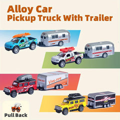 Alloy Car Truck With Trailer Pull Back Car 4 Colors for Kids