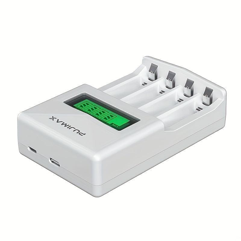 PUJIMAX 4 Slot LCD Intelligent Charger for No 5 & No 7 Batteries