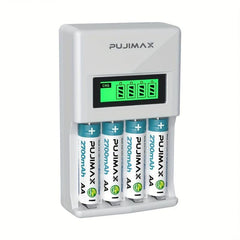 PUJIMAX 4 Slot LCD Intelligent Charger for No 5 & No 7 Batteries