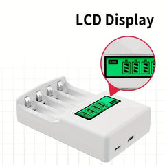 PUJIMAX 4 Slot LCD Intelligent Charger for No 5 & No 7 Batteries