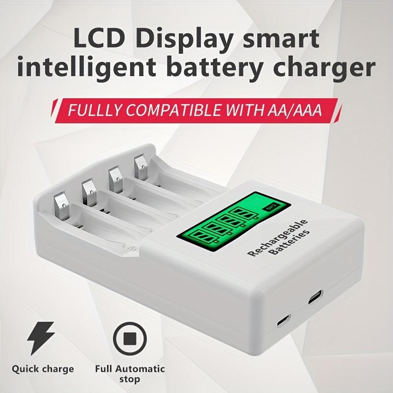 PUJIMAX 4 Slot LCD Intelligent Charger for No 5 & No 7 Batteries