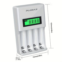 PUJIMAX 4 Slot LCD Intelligent Charger for No 5 & No 7 Batteries