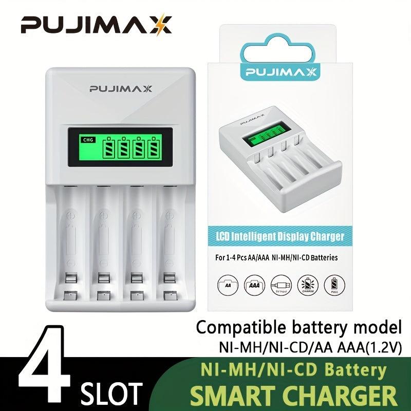 PUJIMAX 4 Slot LCD Intelligent Charger for No 5 & No 7 Batteries