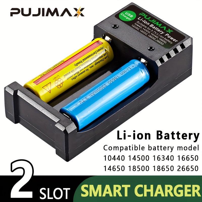 PUJIMAX 2-Slot Lithium Charger with Independent Charging
