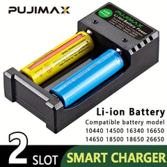 PUJIMAX 2-Slot Lithium Charger with Independent Charging