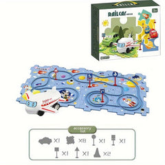 Rail Car Puzzle Game Set with Floor Mat - 15 pc Educational Toy