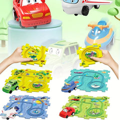 Rail Car Puzzle Game Set with Floor Mat - 15 pc Educational Toy