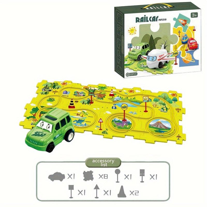 Rail Car Puzzle Game Set with Floor Mat - 15 pc Educational Toy