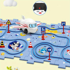 Rail Car Puzzle Game Set with Floor Mat - 15 pc Educational Toy