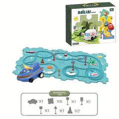 Rail Car Puzzle Game Set with Floor Mat - 15 pc Educational Toy