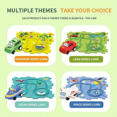 15pcs Puzzle Track Play Toy Vehicle & Puzzle Board Fun Rail Car Building Toys