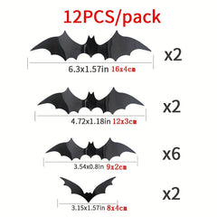 12pcs PVC Bats Wall Stickers Halloween Family Wall Decoration