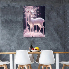 Pink Deer Wall Art for Living Room & Holidays