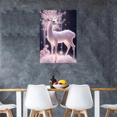 Pink Deer Wall Art for Living Room & Holidays