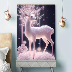 Pink Deer Wall Art for Living Room & Holidays