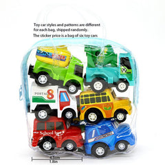 6 Pack Pull Back Toy Cars Assorted Colors