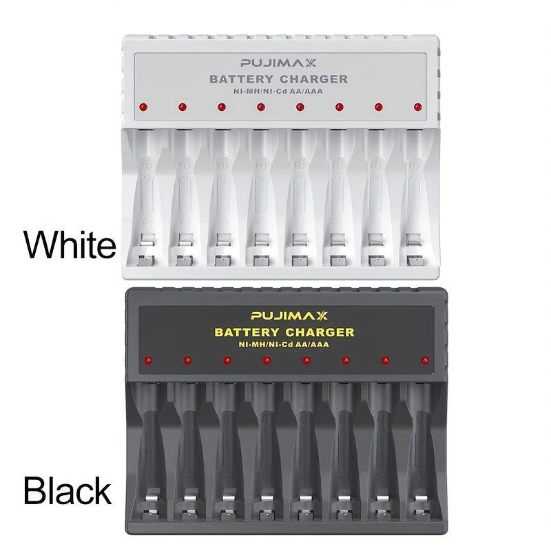 PUJIMAX 8-Slot USB Charger for AA AAA Rechargeable Batteries
