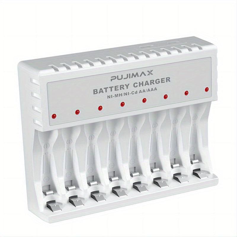 PUJIMAX 8-Slot USB Charger for AA AAA Rechargeable Batteries