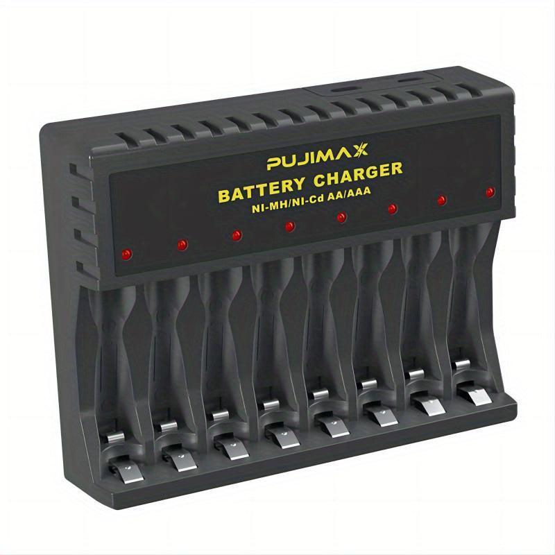 PUJIMAX 8-Slot USB Charger for AA AAA Rechargeable Batteries