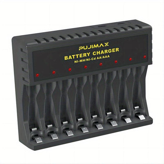 PUJIMAX 8-Slot USB Charger for AA AAA Rechargeable Batteries