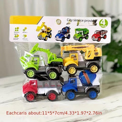 4pcs Children's Engineering Car Set Fire Truck Set Inertial Cars