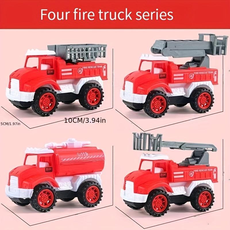 4pcs Children's Engineering Car Set Fire Truck Set Inertial Cars