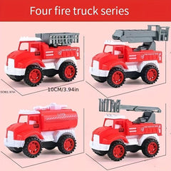 4pcs Children's Engineering Car Set Fire Truck Set Inertial Cars