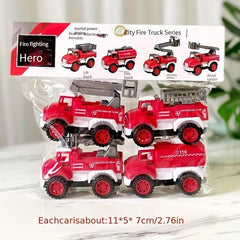 4pcs Children's Engineering Car Set Fire Truck Set Inertial Cars