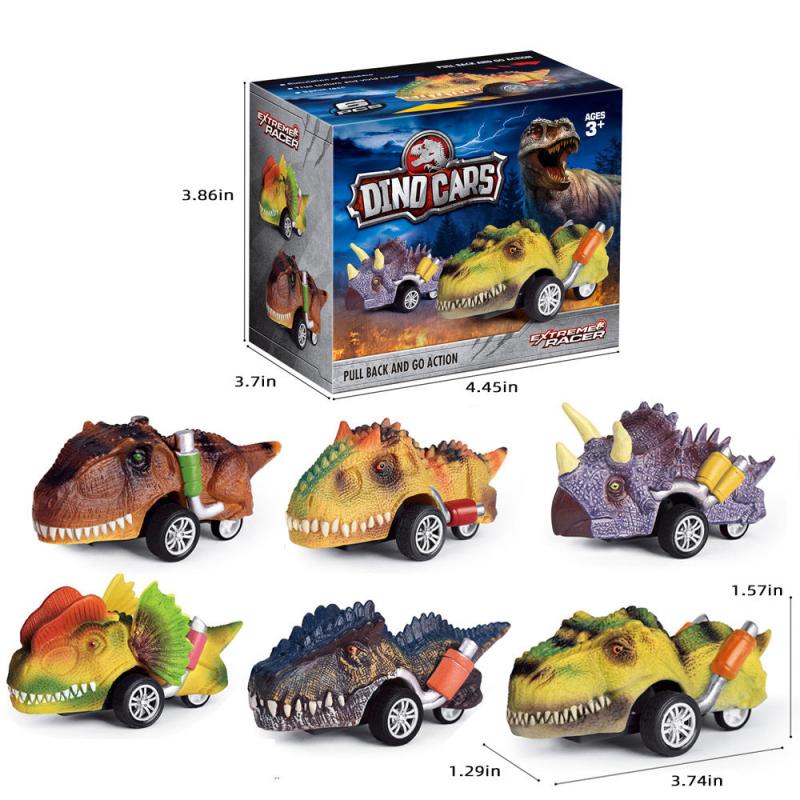 6pcs Jurassic Dinosaur Inertial Pullback Car Toys for Kids