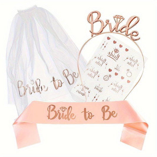 Bridal Veil Satin Belt & Tattoo Stickers Set