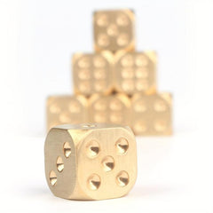 6 Sided Brass and Copper Game Dice Set Bar Supplies