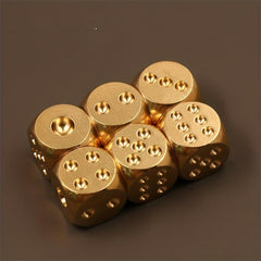 6 Sided Brass and Copper Game Dice Set Bar Supplies