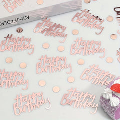 Rose Golden Happy Birthday Confetti Decoration