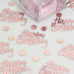 Rose Golden Happy Birthday Confetti Decoration