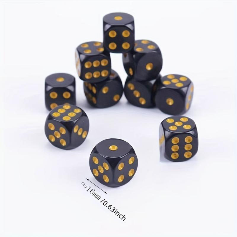 Golden Round Corner Dice Set Board Game Dice 16mm Christmas Halloween Gift