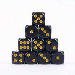 Golden Round Corner Dice Set Board Game Dice 16mm Christmas Halloween Gift