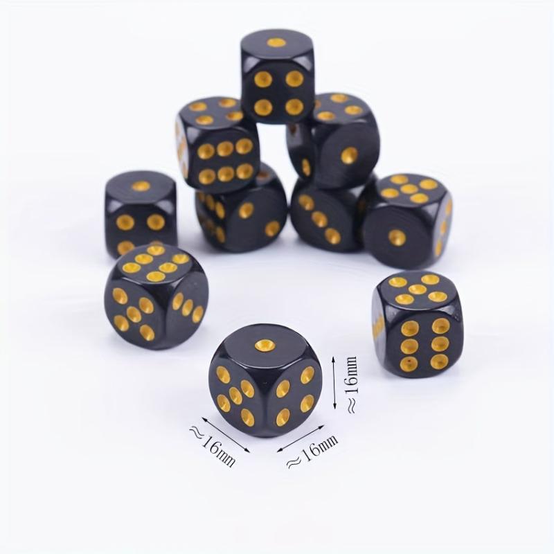 Golden Round Corner Dice Set Board Game Dice 16mm Christmas Halloween Gift