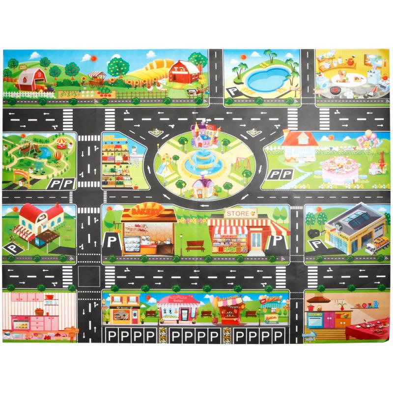 Play Mats House Traffic Road Signs Car Model Parking City Scene Map Rug Foam Mat