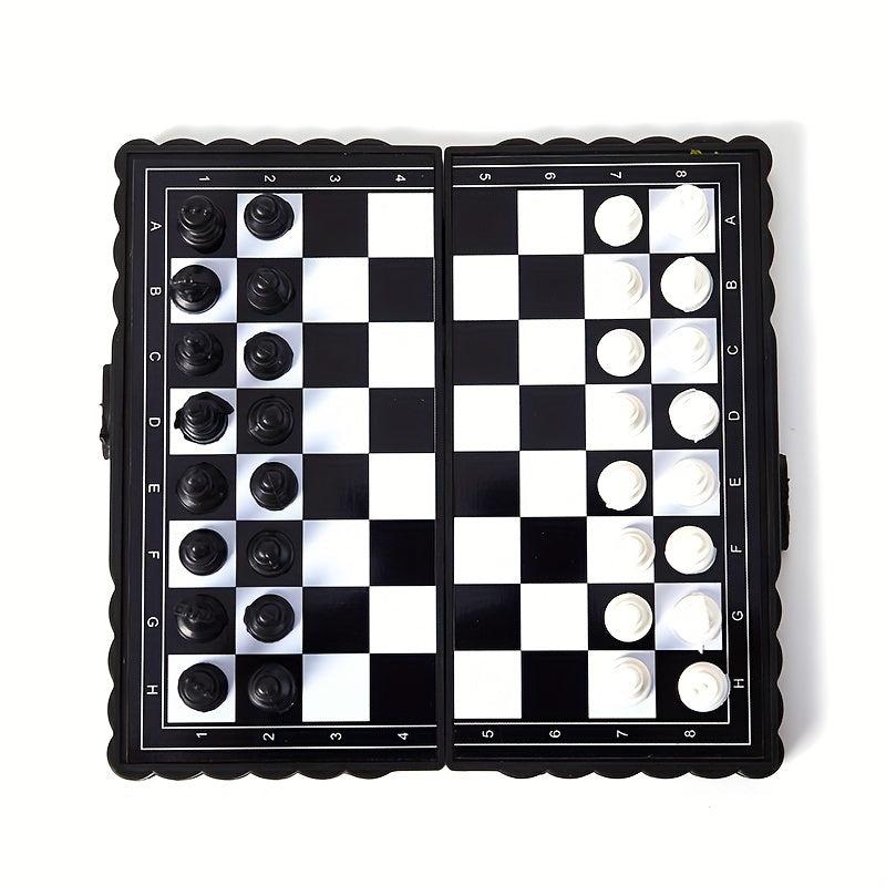 32pcs Mini Chess Set Folding Plastic Chessboard Portable for Home Outdoor