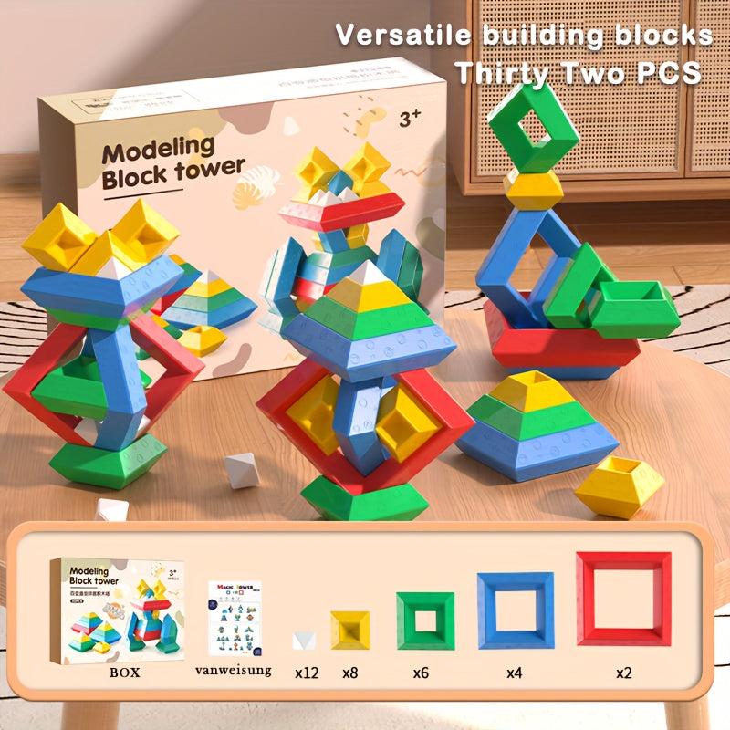 Pyramid Building Blocks Toy for Educational Assembly
