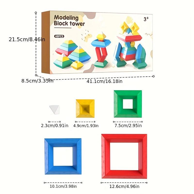 Pyramid Building Blocks Toy for Educational Assembly