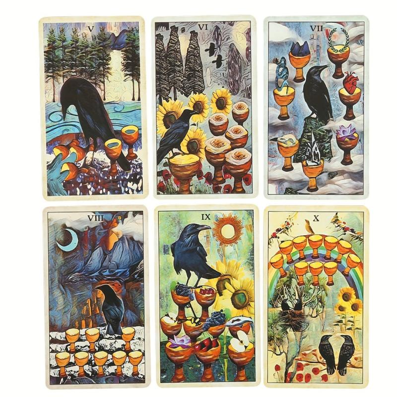 Crow Tarot Cards Deck and Guidebook for Fun Family Table Game