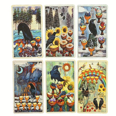 Crow Tarot Cards Deck and Guidebook for Fun Family Table Game