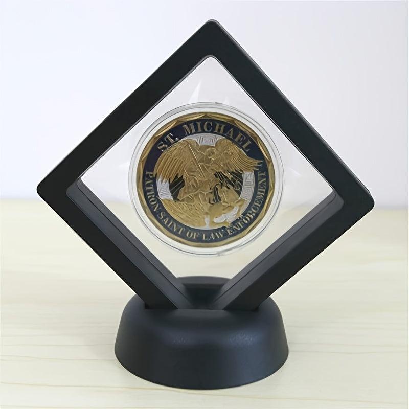 Clear PE Film Suspension Box Jewelry Trinket Box Challenge Coin Display Frame