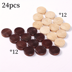 24pcs Wooden Backgammon Checker Pieces Set Table Chips